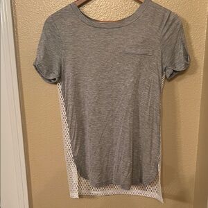 Blu Pepper Gray Short Sleeve Tee with White Mesh Detail